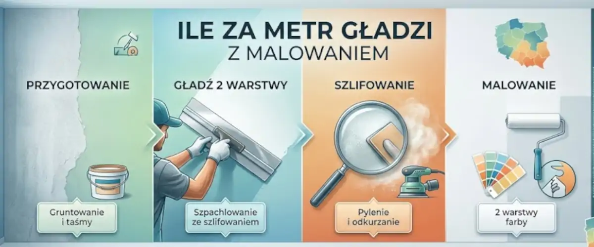 Ile za metr gładzi z malowaniem 2026? Aktualny Cennik
