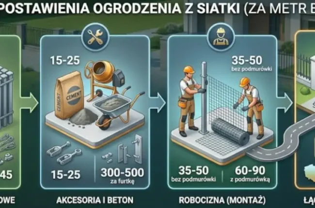 Koszt postawienia ogrodzenia z siatki 2026 - Cennik za mb
