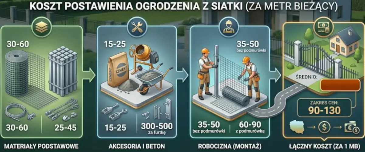 Koszt postawienia ogrodzenia z siatki 2026 - Cennik za mb