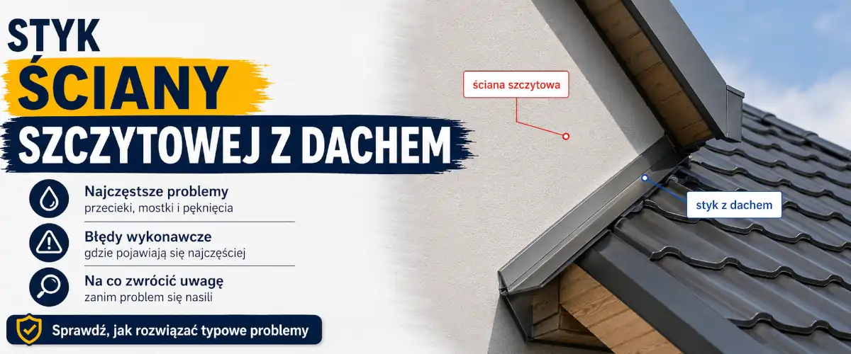Styk ściany szczytowej z dachem bez mostka