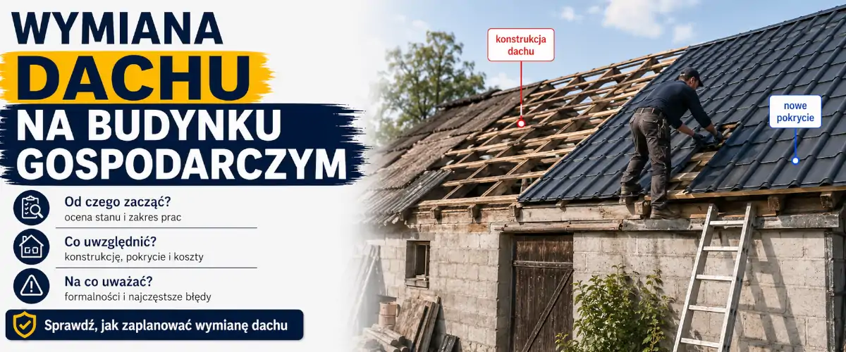 Wymiana dachu na budynku gospodarczym: koszty i prawo