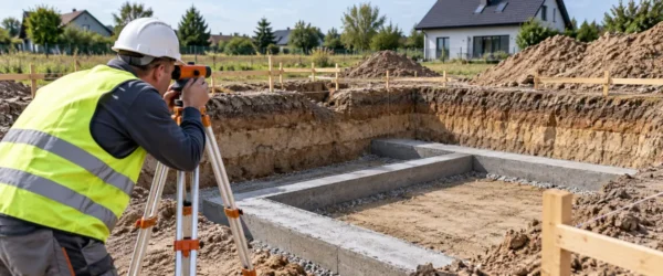 Kontrola rzędnej spodu ławy fundamentowej w wykopie