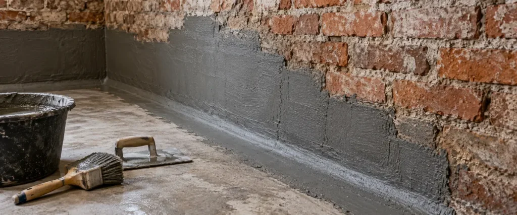 Mineralna hydroizolacja ściany, narożnika i posadzki w piwnicy