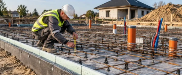 Kontrola zbrojenia i przepustów płyty przed betonowaniem