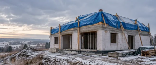 Jak zabezpieczyć dom bez dachu przed zimą? Sprawdź ochronę murów, stropu, otworów i więźby oraz wybierz plandekę, membranę lub zadaszenie.