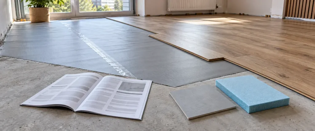 Panele laminowane układane na cienkim podkładzie na równej wylewce