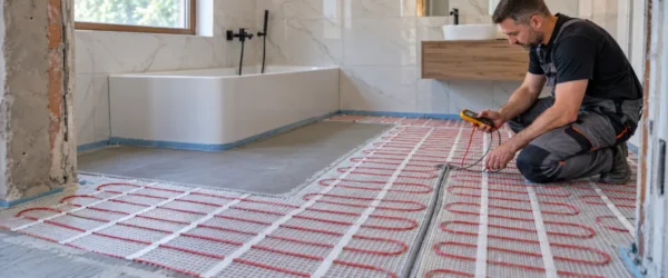 Pomiar elektrycznej maty grzejnej przed ułożeniem płytek w łazience