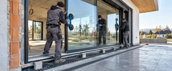 Montaż aluminiowych drzwi przesuwnych z niskim progiem