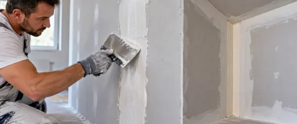 Flizelina na płaskiej spoinie i papier w narożniku płyt g-k