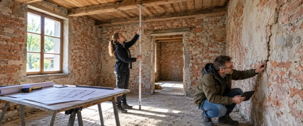 Oględziny budynku gospodarczego przed adaptacją na dom
